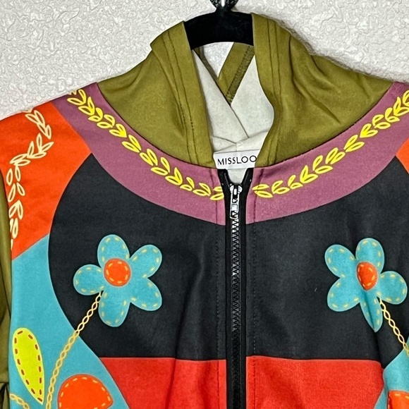 MISSLOOK Hooded Floral Jacket Sz Large - Picture 2 of 8